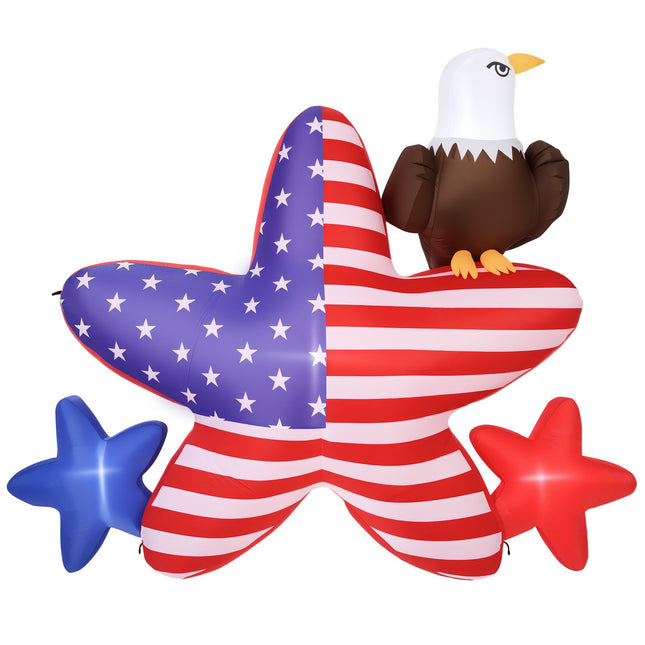4.82 Ft Patriotic Inflatable Decoration, Fourth Of July Blow Up Inflatable Independence Day Decoration, Five-pointed Star & Eagle With Built-in LED Lights For Holiday Indoor Outdoor Yard Decor