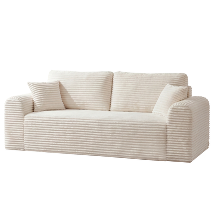 3 Seater Couch, Corduroy Boneless Couches For Living Room,26.4 Cloud Couch With Deep Seat,Comfy Floor Sofa With 2 Pillows,Upholstered Floor Sofa In A Box