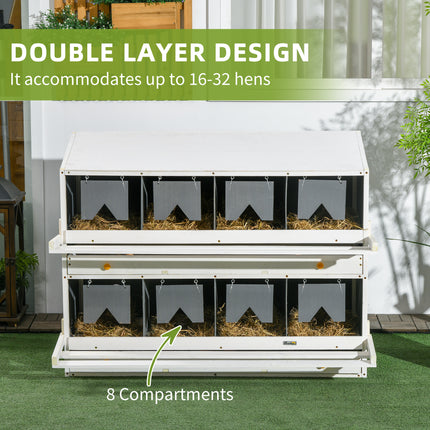 Chicken Nesting Box, 8 Compartment Wood Laying Boxes For Chicken Coop