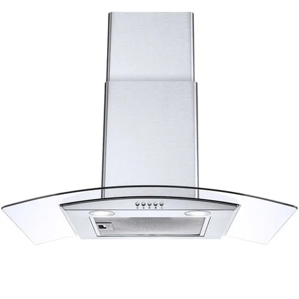 30" Wall Mount Range Hood 450CFM Tempered Glass Vented 3-Speed Fan W/LEDs