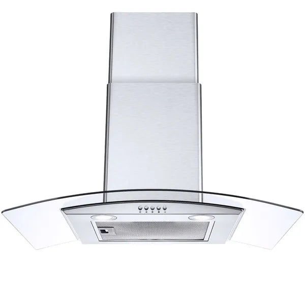 30" Wall Mount Range Hood 450CFM Tempered Glass Vented 3-Speed Fan W/LEDs