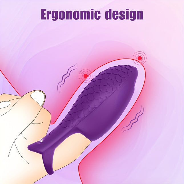 Fish Scale Finger Suit Silicone 10 Frequency Vibration Finger Shake Cup Couples  Massage Instead Of Finger Suit, Purple