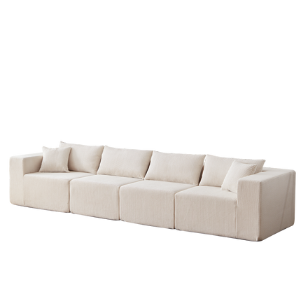 104-Inch Corduroy  Modular L Shaped Sectional Sofa,Luxury Floor Couch Set,Upholstered Indoor Furniture,Foam-Filled Compressed Sofa For Living Room,Bedroom,4 PC Free Combination