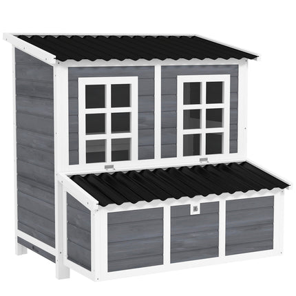 Wooden Chicken Coop With Nesting Box, Pull-Out Tray, Waterproof Roof, 39 Chicken House For 4-6 Chickens, Rabbits