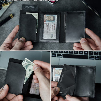 Airtag Wallet Men Smart Wallet Slim Minimalist RFID Front Pocket Wallet With Airtag Holder Metal Money Card Holder ,Airtag Not Included