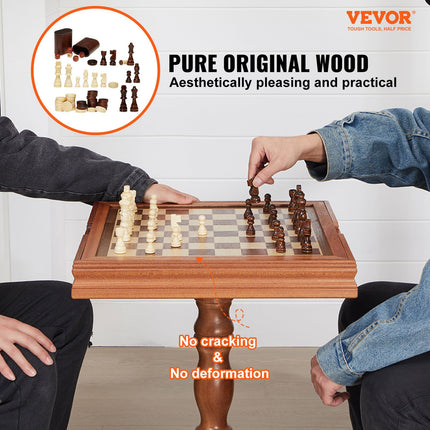 3-IN-1 Chess Checkers Backgammon Table Set, 18 Inch Premium Wooden Chess Table, Deluxe Combo Game Table Furniture Set, Chess Set Board Game Gift For Family Board Games