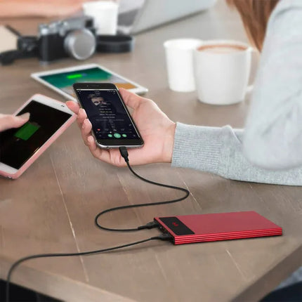 20000mAh Power Bank Ultra Thin External Battery Pack Phone Charger Dual USB Flashlight Battery Remain Display