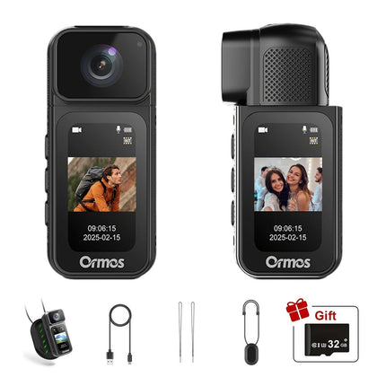 Ormos Mini Action Camera With 180 Degree Rotating Lens - 2.7K Ultra HD Thumb-Sized Camera, Magnetic Mount, WiFi APP Control, Portable Wearable Camera For Outdoor Sports & Daily Vlogging