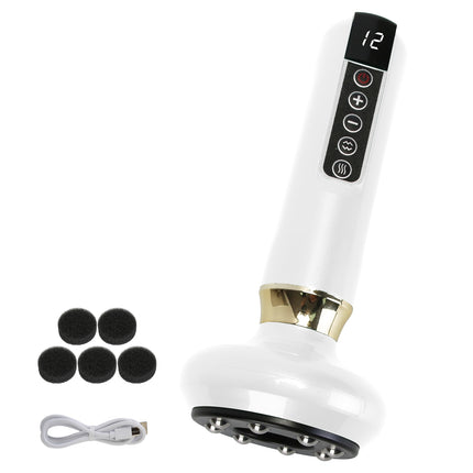 1Pc Anti Cellulite Massager Handheld Vacuum Suction Cupping Kit Beauty Tool With 12 Suction Mode 12 Heating 20Mins Auto-Off One-Key Pressure Release For Abdomen Thighs Buttocks Neck