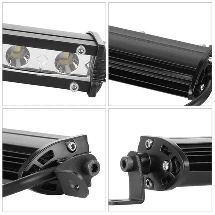 7" LED Light Bar Single Row Offroad Spot Lights 18W Ultra Slim Straight Work Light For Trailer Truck Bus Boat