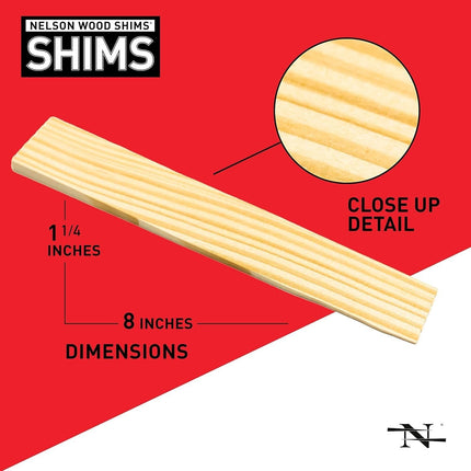 Nelson Wood Shims - DIY Bundle Wood Shims 8-Inch Shims, High Performance Natural Wood, 100% Kiln Dried