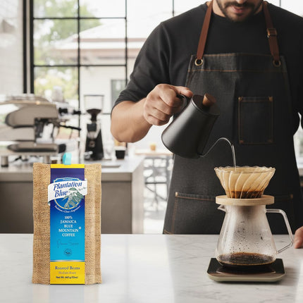 PREMIUM PLANTATION BLUE TRADITION CLASS EXPERIENCE 100% Blue Mountain Coffee Jamaica, Medium Roasted & Ground (8oz)