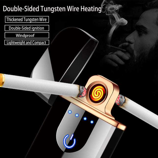 Smart Electric Lighter - Mini USB Rechargeable, Touch Double-Sided Ignition, Windproof, Flameless, Lightweight Plasma Lighter with Battery Indicator