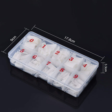 Beuniar 500PCS Acrylic Nail Tips French Artificial False Tip for Manicure with Box of 10 Sizes