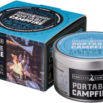 Endless Summer Portable Fire Pit - Compact Campfire with 3+ Hours Burn Time, No Embers, No Wood - Reusable and Easy to Light for Smores, Picnics, Camping, and Parties