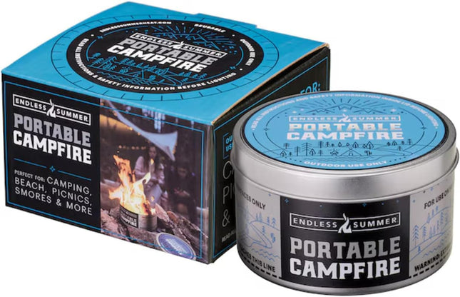Endless Summer Portable Fire Pit - Compact Campfire with 3+ Hours Burn Time, No Embers, No Wood - Reusable and Easy to Light for Smores, Picnics, Camping, and Parties