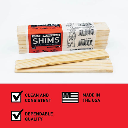 Nelson Wood Shims - DIY Bundle Wood Shims 8-Inch Shims, High Performance Natural Wood, 100% Kiln Dried