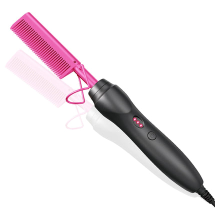 Electric Hot Comb Hair Straightener - Heat Pressing Combs, Ceramic Hair Straightening Comb, Curling Iron for Natural Black Hair Men Beard or Holiday Gift