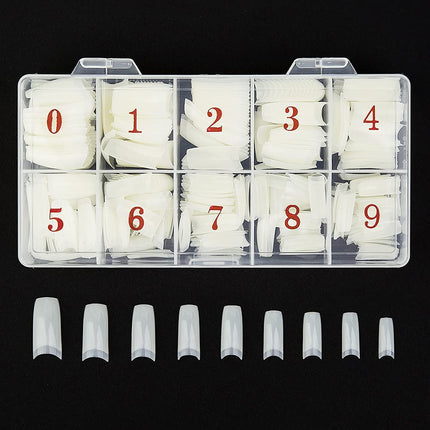Beuniar 500PCS Acrylic Nail Tips French Artificial False Tip for Manicure with Box of 10 Sizes