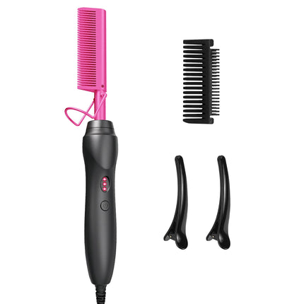 Electric Hot Comb Hair Straightener - Heat Pressing Combs, Ceramic Hair Straightening Comb, Curling Iron for Natural Black Hair Men Beard or Holiday Gift