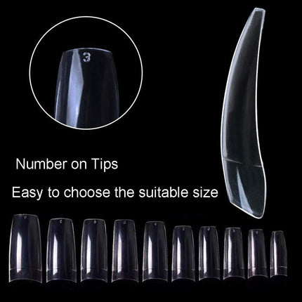 Beuniar 500PCS Acrylic Nail Tips French Artificial False Tip for Manicure with Box of 10 Sizes