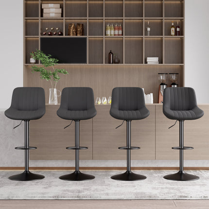 Bar Stools, Adjustable Modern Swivel Bar Stools With Backs, Counter Height Performance Fabric Island Chairs For Home Kitchen