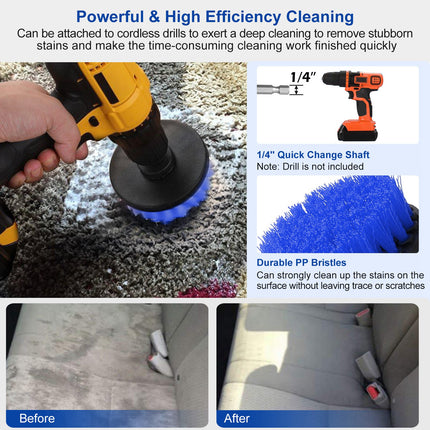 3Pcs Per Set Drill Brush Power Scrubber Cleaning Brush For Car Carpet Wall Tile Tub Cleaner Combo Brush Only