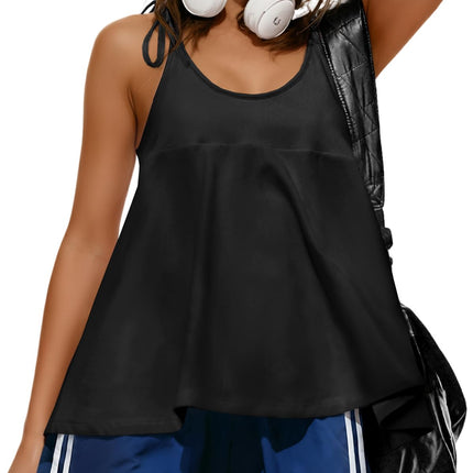 Fisoew Womens Workout Tank Tops Sleeveless Scoop Neck Racerback Loose Summer Active Running Gym Babydoll Shirts