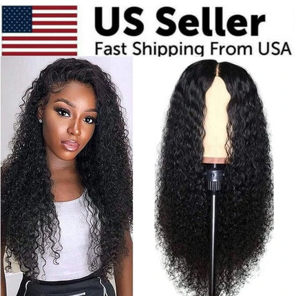 AA Hair Front Wig Womens Brazilian Human Long Curly Lace Wavy Hair Wigs US