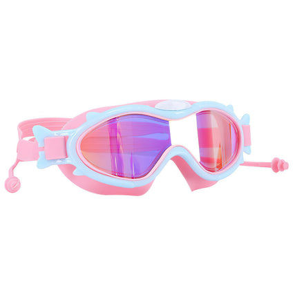 3 Colors Option - 1Pc Kids Swim Goggles With Ear Plugs UV Protection Anti-Fog Leak Proof Wide View Pool Swimming Goggles For Youth Boys Girls Aged 3-16 Years Old Summer Beach Water Park