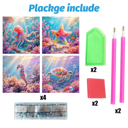 4 Packs Rhinestones Art Painting Kit