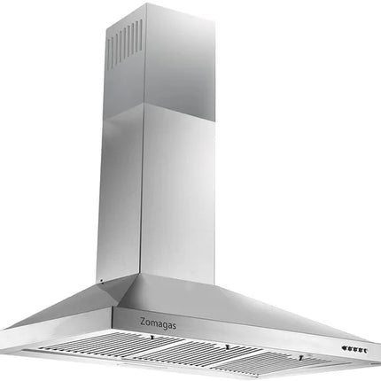 Range Hood 36 Inch;  Wall Mount Vent Hood In Stainless Steel With Ducted/Ductless Convertible Duct;  3 Speed Exhaust Fan;  Energy Saving LED Light;  Push Button Control;  3 Pcs Baffle Filters