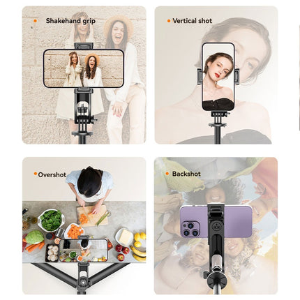 Selfie Stick Tripod With Fill Light, Extendable Phone Stand With Wireless Remote, Universal Compatible For Smartphones, Portable For Travel & Video Recording