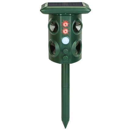 Solar Ultrasonic Animal Repeller Solar Powered Animal Repellent Chaser With PIR Motion Sensor IP54 Waterproof Sound Flashing Light For Deer Raccoon Squirrel Mice Snakes Cat Dog