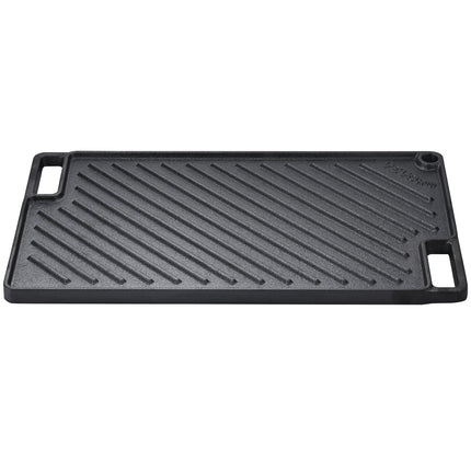 VEVOR Reversible Grill Griddle, Pre-Seasoned Cast Iron Griddle, Rectangular Double Burner Griddle Pan, Non-Stick Family Pan Cookware With Handles, Flat Top Plate For BBQ, Gas Grill, Black