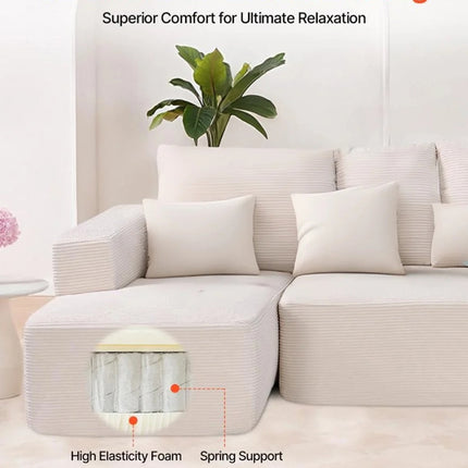 Modular Sectional Sofa, L Shaped Modular Sofa With Chaise, Cloud Sectional Couch With High Rebound Sponge And Density, Upholstered Corduroy Couch With Cushion For Living Room, Apartment, Beige