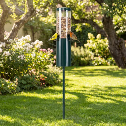 Standing Bird Feeder Squirrel-Proof, 4 Feeding Port With Perches Heavy-Duty Metal & PC Construction