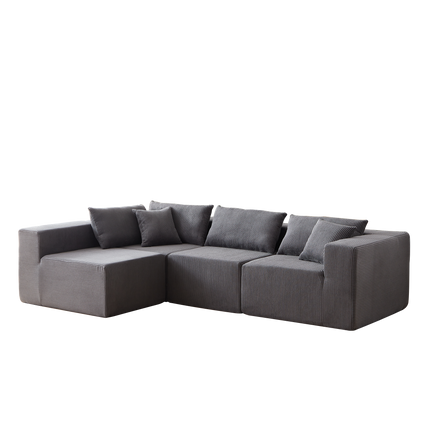 104-Inch Corduroy  Modular L Shaped Sectional Sofa,Luxury Floor Couch Set,Upholstered Indoor Furniture,Foam-Filled Compressed Sofa For Living Room,Bedroom,4 PC Free Combination