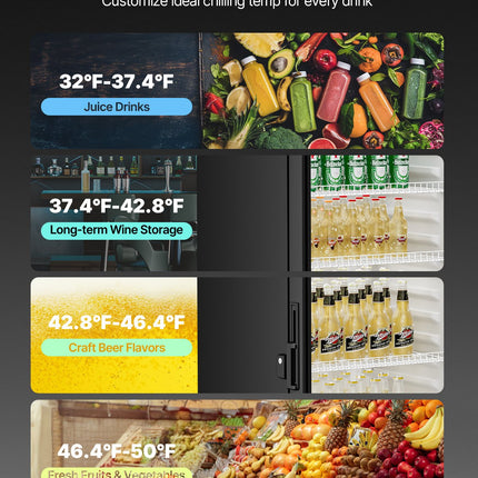 Commercial Merchandiser Refrigerator 12.2 CU.FT Glass Door Display Refrigerator