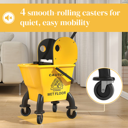 Mop Bucket with Wringer on Wheels for Floor Cleaning