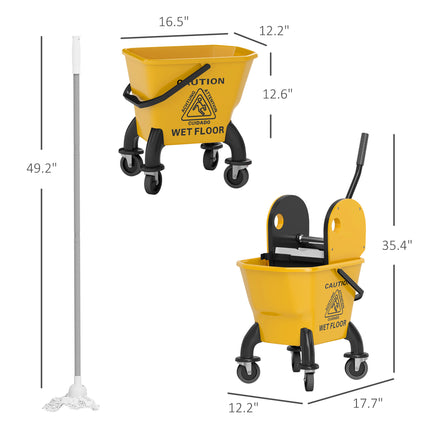 Mop Bucket with Wringer on Wheels for Floor Cleaning