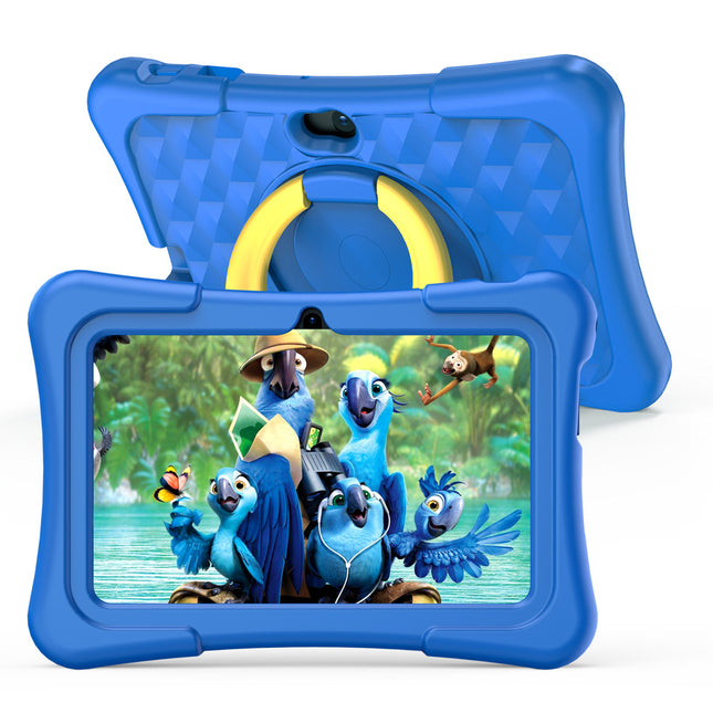 7-inch Children Education Flat With Protective Silicone Cover 360-degree Rotation Handle Bracket