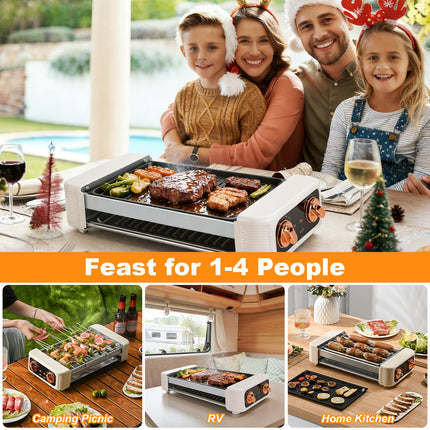 3 In 1 Electric Hot Dog Roller Machine With Grill & Griddle 6-Roller Hot Dog Cooker Smokeless Non-Stick Indoor Outdoor With 3 Temp Levels For BBQ Sausages Skewers Burgers Vegetables