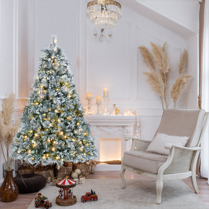 4FT Snow Flocked Christmas Tree Premium Artificial Christmas Tree With 404 Mixed PE Leaves & Tips, Small Realistic Full Pine Unlit Faux Xmas Tree With Snow For Home Office Holiday Decor