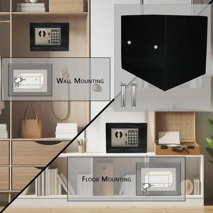 Home Mini Safe Made Of All-steel, Anti-theft And Pry-proof, With Dual Security Combination Keys, Double Opening, Space-saving Design For Storing Documents, Jewelry, And Cash.
