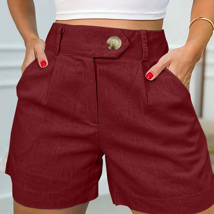 Women's Fashion Casual High Waist Pure Color Suit Shorts