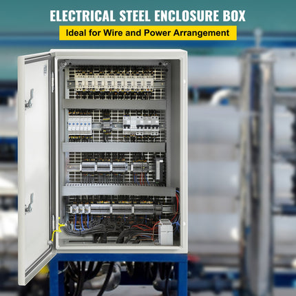 NEMA Steel Enclosure, 24 X 16 X 10'' NEMA 4X Steel Electrical Box, IP66 Waterproof & Dustproof, Outdoor/Indoor Electrical Junction Box, With Mounting Plate