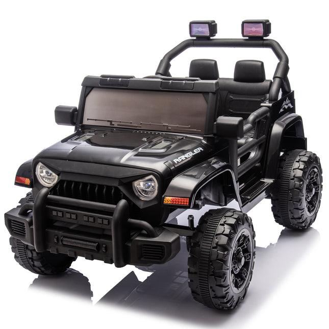 12V Kids Ride On Electric Car W Parents Control,Dual Drive, Four-wheel Suspension,With Music,Bluetooth,MP3,USB,with Headlights, Steering Wheel Quick Release,Slow Start For Kids Aged 2-4.
