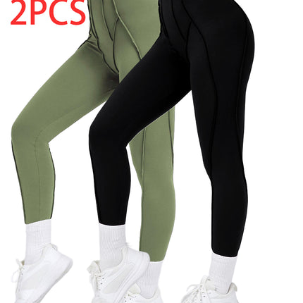 2 Pack Women's Quick Dry High Waist Tummy Control Yoga Pants Workout Leggings With Side Pockets