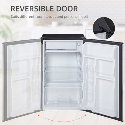 3.2 Cu.Ft Mini Fridge with Freezer, Single Door Compact Refrigerator with Adjustable Thermostat, Shelf and Reversible Door for Bedroom, Dorm, Home Office, Energy Efficient, Silver